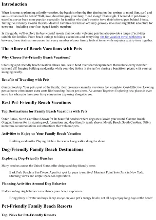 Pet-friendly Coastal Resorts for Families