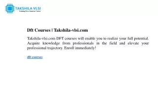 Dft Courses Takshila-vlsi.com