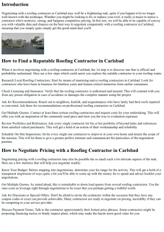 How to Negotiate with a Roofing Contractor in Carlsbad