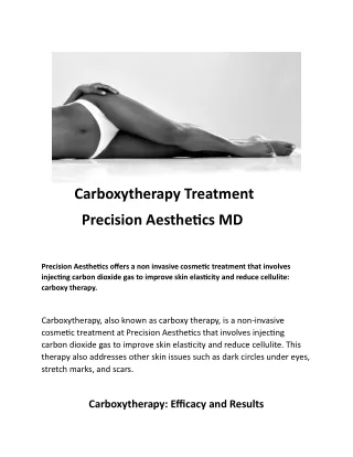 Carboxytherapy Treatment NYC - Precision Aesthetics MD