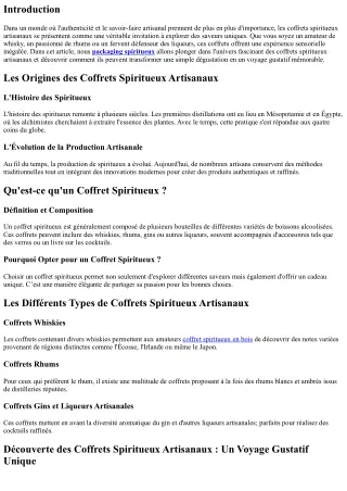Découverte des coffrets spiritueux artisanaux : un voyage gustatif