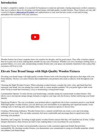 Elevate Your Brand Image with High-Quality Wooden Fixtures