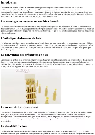 Les avantages des présentoirs en bois pour les magasins de vêtements éthiques