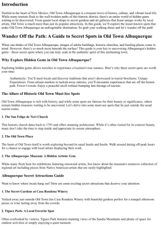 Wander Off the Path - A Guide to Secret Spots Old Town Albuquerque