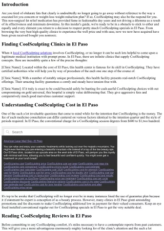 The Insider's Guide to CoolSculpting Specials in El Paso