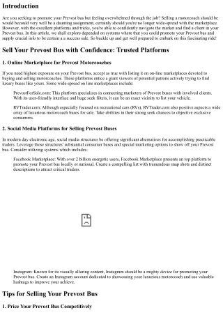 Sell Your Prevost Bus with Confidence: Trusted Platforms and Tips