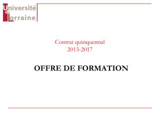 Contrat quinquennal 2013-2017