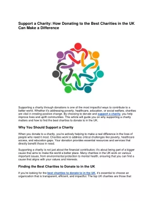 Support a Charity: How Donating to the Best Charities in the UK