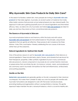 Why Ayurvedic Skin Care Products for Daily Skin Care_