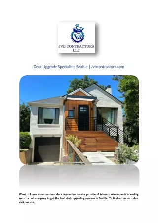 Deck Upgrade Specialists Seattle | Jvbcontractors.com