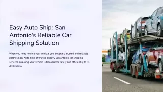 Car Shipping Companies San Antonio