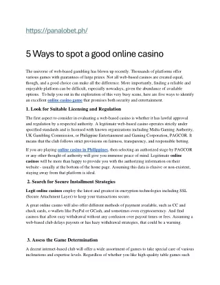 5 Ways to spot a good online casino