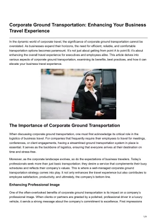 Corporate Ground Transportation Enhancing Your Business TravelExperience