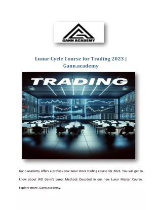 Lunar Cycle Course for Trading 2023