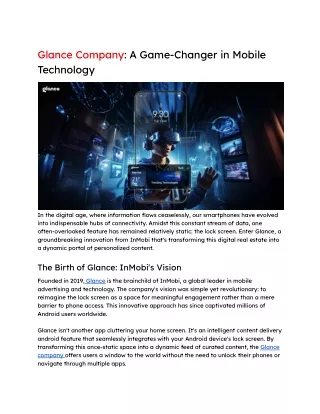 Glance Company: A Game-Changer in Mobile Technology