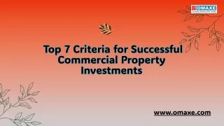  Top 7 Criteria for Successful Commercial Property Investments