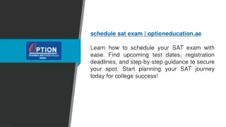 schedule sat exam optioneducation.ae