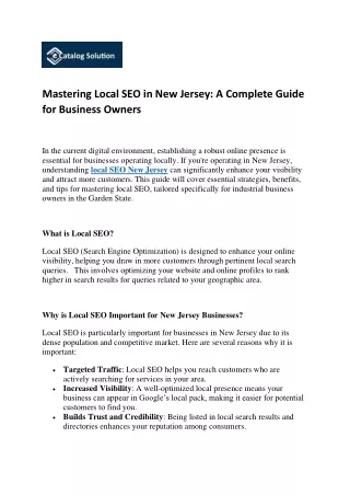 Mastering Local SEO in New Jersey A Complete Guide for Business Owners