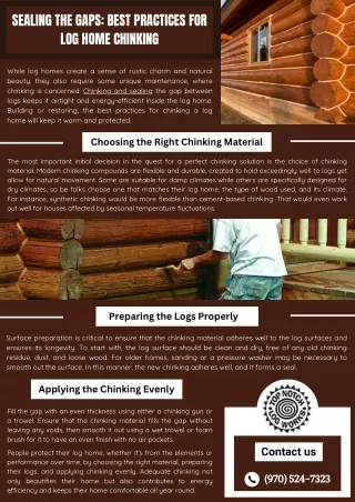 Best Practices for Log Home Chinking and Sealing