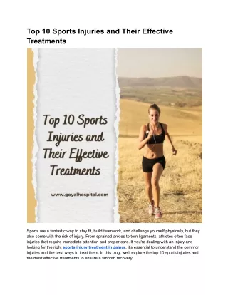 Top 10 Sports Injuries and Their Effective Treatments