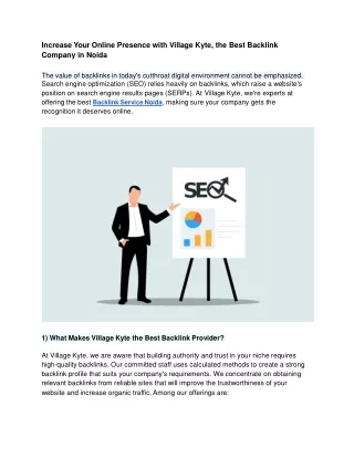 Increase Your Online Presence with Village Kyte, the Best Backlink Company in Noida