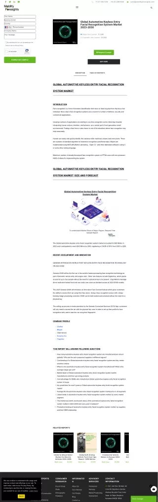 Global Automotive Keyless Entry Facial Recognition System Market 2023-2030