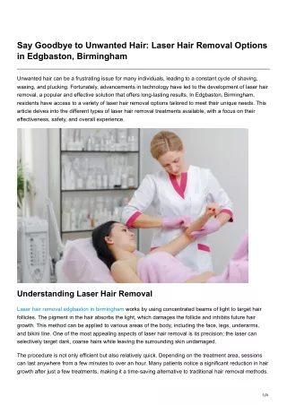 Say Goodbye to Unwanted Hair Laser Hair Removal Options in Edgbaston Birmingham