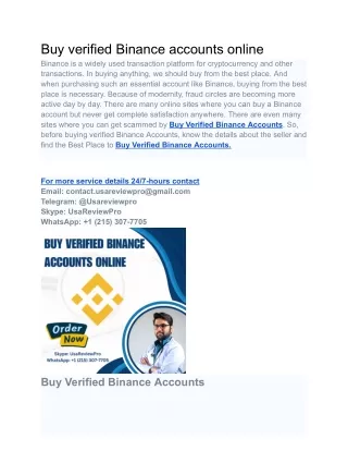 Buy verified Binance accounts online