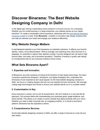 Discover Binarama_ The Best Website Designing Company in Delhi