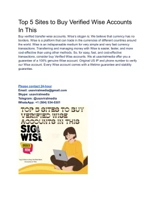 Top 5 Sites to Buy Verified Wise Accounts In This