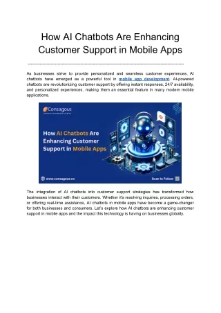 How AI Chatbots Are Enhancing Customer Support in Mobile Apps