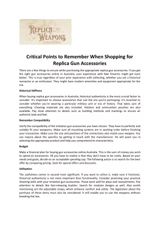 Critical Points to Remember When Shopping for Replica Gun Accessories