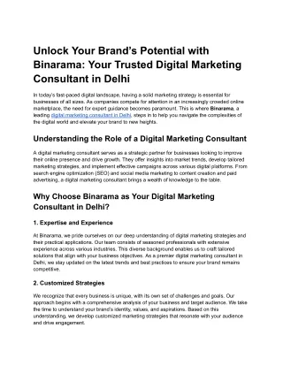 Unlock Your Brand’s Potential with Binarama_ Your Trusted Digital Marketing Consultant in Delhi