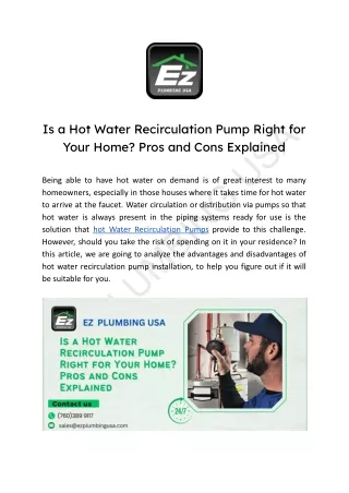 Is a Hot Water Recirculation Pump Right for Your Home