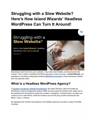Struggling with a Slow Website? Here’s How Island Wizards’ Headless WordPress Ca