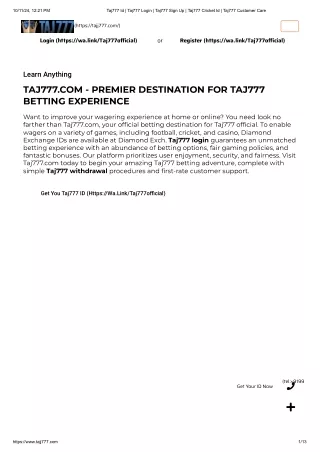 taj777 register