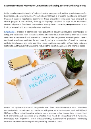 Ecommerce Fraud Prevention Companies Enhancing Security with GPayments