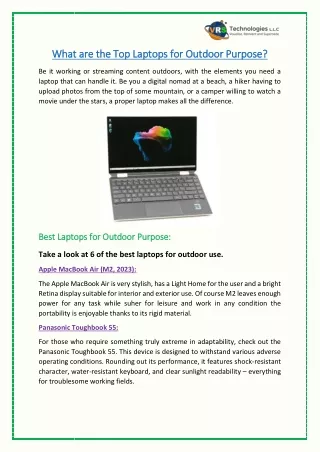 What are the Top Laptops for Outdoor Purpose?