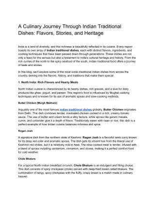 A Culinary Journey Through Indian Traditional Dishes_ Flavors, Stories, and Heritage
