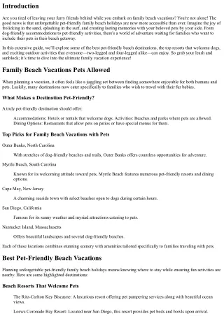 Pet-Friendly Beach Holidays for Families