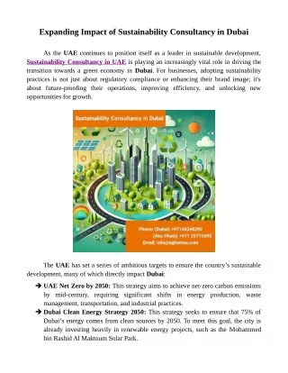 Expanding Impact of Sustainability Consultancy in Dubai