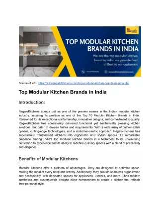 Top Modular Kitchen Brands in India