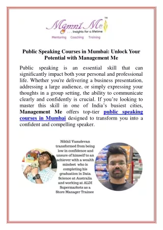 Public Speaking Courses in Mumbai Unlock Your Potential with Management Me