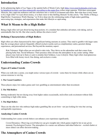 The Thrills and Experiences of High Rollers
