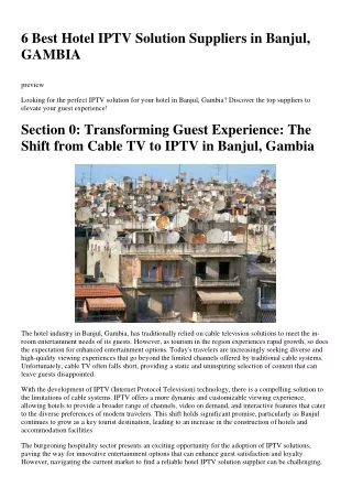 6 Best Hotel IPTV Solution Suppliers in Banjul, GAMBIA