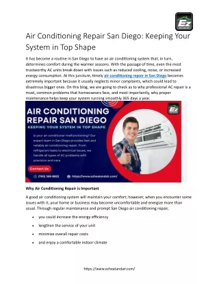 Same-Day Air Conditioning Repair San Diego