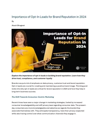 Importance of Opt-In Leads for Brand Reputation in 2024