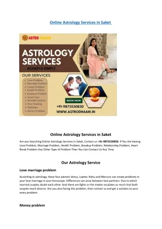 Online Astrology service in Saket  8929054563