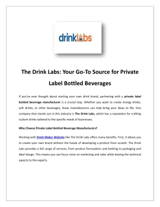 Beverage Branding | Drink Labs