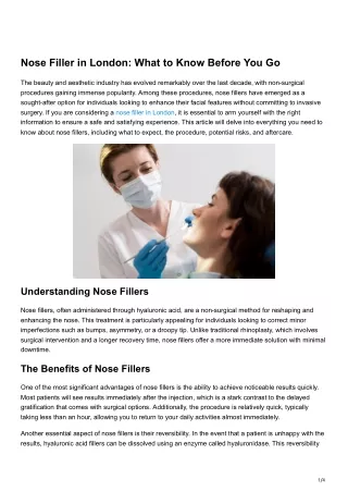 Nose Filler in London What to Know Before You Go